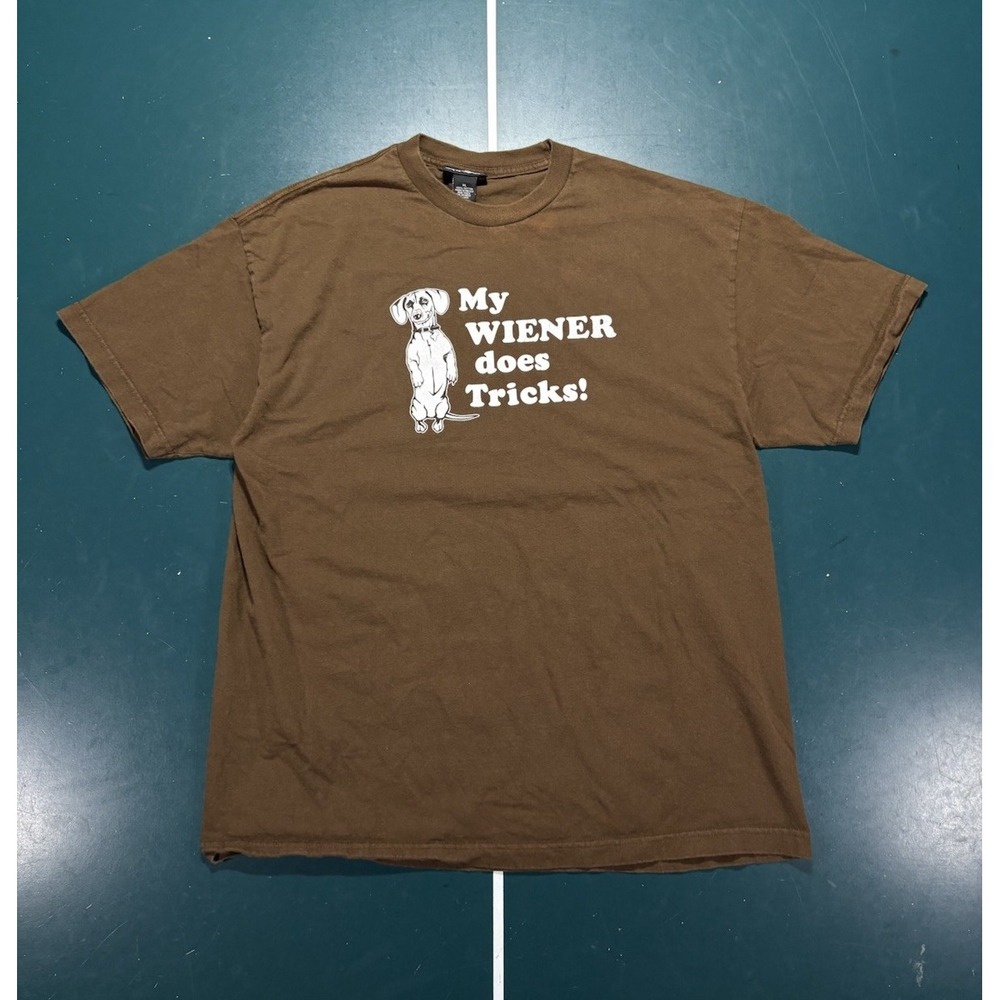 Vintage My Weiner Does Tricks T Shirt Men's XL Dachshund Dog Crude Humor Funny